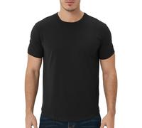 netdraw Men's Ultra-Soft Bamboo Viscose T-Shirt, Curved Hem Lightweight Cooling Cotton Blend Casual Tee, S/S Black, Large