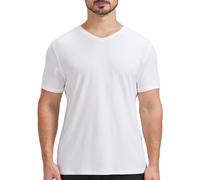 netdraw Men's Ultra Soft V-Neck Bamboo Viscose T-Shirt Comfy Lightweight Casual Basic Cotton Tee Shirt, White, 3XL