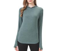 netdraw Women's Ultra-Soft Bamboo Viscose Hoodie UPF 50+ Sun Protection Long Sleeve Shirt, Heather Moss, XL