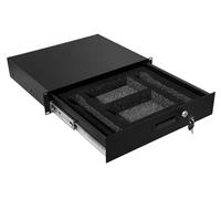 NETECABLE 2U Rack Mount Drawer Server Cabinet Case with Protection Foam for 19 Inch AV/Network/DJ Equipment Lockable Deep Drawer with Key