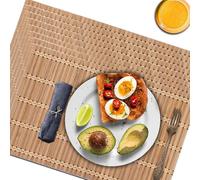 NETEHA Natural Bamboo Placemat-8 Pack- Set of Wooden Square Placemats, Suitable for Non-Slip and Resistant Bamboo Table Placemats in Restaurants and Kitchen