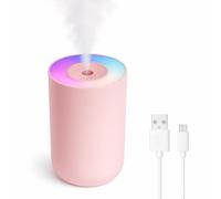 NeteHon 230ML Humidifier for Bedroom, Air Humidifier for Home, Plant Humidifiers Indoor Small with LED Colorful Gradient Light, USB Powered for Desk, Car, Travel, Hotel Room (Pink)