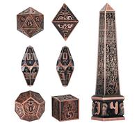 Neteru Dice Set - Egyptian Gods-Themed Metal DND Dice Set 7-Piece Polyhedral RPG Dice for Dungeons and Dragons, Collector's Gift D20 D12 D10 D00 D8 D6 D4 (Copper)