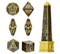 Neteru Dice Set - Egyptian Gods-Themed Metal DND Dice Set 7-Piece Polyhedral RPG Dice for Dungeons and Dragons, Collector's Gift D20 D12 D10 D00 D8 D6 D4 (Golden)