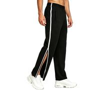 Neteson Men's Jogging Trousers Side Opening Rehabilitation Trousers, Black, S