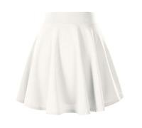 Neteson Women's Sexy Mini Skirt Short Skirt High Waist Line Pleated Mini Skirt Elastic Basic Skirt Tennis Skater School Dance Casual, White, XL