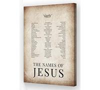 Neteydey Names of God Wall Art Knowledge Poster Vintage Framed Bible Verse Poster Painting Pictures Wall Decor Artwork Religious Wall Art Christian Gift (12x18in,Framed)