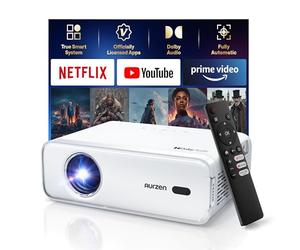 [Netflix App Available & Dolby Audio] Aurzen Eazze D1 Smart Projector 4K Support, Auto Focus & Auto Keystone, HDR10, 60Hz Portable Projector for iOS/Android/USB/TV Stick
