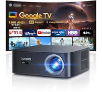 【Netflix Disney+ Licensed in Google TV】Projector 4K Support,1400ANSI Smart Auto Focus/Keystone FHD 1080P Projector Google Voice Control,WiFi6 Bluetooth 50% Zoom Video Projectors for Bedroom Outdoor
