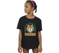 Netflix Girl's Stranger Things Hawkins Arch Tiger Cotton T-Shirt in Black | Size: 12-13 Years Netflix Black 12-13 Years