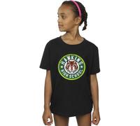 Netflix Girl's Stranger Things Hawkins Tiger Circle Cotton T-Shirt in Black | Size: 9 Years Netflix Black 9 Years
