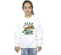 Netflix Girl's Stranger Things Hawkins Year of The Tiger 86 Sweatshirt in White | Size: 7-8 Years Netflix White 7-8 Years