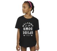 Netflix Girl's Stranger Things Welcome To The Upside Down Cotton T-Shirt in Black | Size: 7-8 Years Netflix Black 7-8 Years