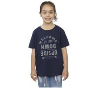 Netflix Girl's Stranger Things Welcome To Upside Down Cotton T-Shirt in Navy | Size: 7-8 Years Netflix Navy 7-8 Years