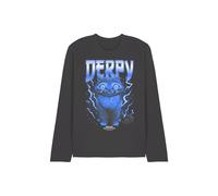 Netflix Kpop Demon Hunters Derpy Tiger Lightning Band Tee Long Tee, Charcoal | Size: 2XL Netflix Charcoal 2XL