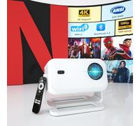 【Netflix-Licensed & Auto Focus/Keystone】Smart Projector with Wifi and Bluetooth, Native 1080P 4K Support Outdoor Movie Projector, Home Ceiling Portable Mini Projector with Stand TV Cast