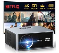 [Netflix Licensed & Dolby Audio] Smart Projector with WiFi and Bluetooth, SOPYOU Outdoor Movie Projector 4K with Apps Max 450", Electric Focus & Auto Keystone, Built-in Netflix/YouTube/Prime Video