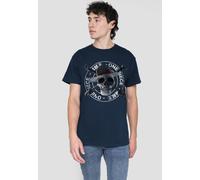 Netflix Men's One Piece Skull & Cross Bones Stamp T-Shirt, Navy | Size: Small Netflix Navy S