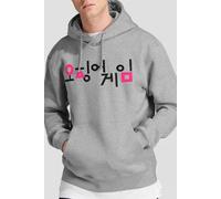 Netflix Men's Squid Game Korean Logo Black & Pink Hoodie, Athletic Heather in Light Grey | Size: Small Netflix Light Grey S