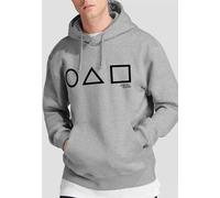 Netflix Men's Squid Game Main Icons Hoodie, Athletic Heather in Light Grey | Size: Small Netflix Light Grey S