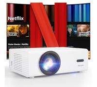 【Netflix Official & Auto Focus/Keystone】 AKIYO O9 Smart Projector with WiFi Bluetooth, Native 1080P Projector 350 ANSI Lumens 50% Zoom, Portable Projector for iOS/Android/USB/TV Stick