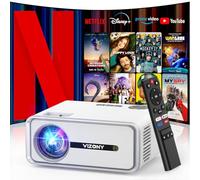 [Netflix Officially/Dolby Audio] Smart Projector with WiFi and Bluetooth, VIZONY Native 1080P Projector with Apps Built in Netflix, Youtube, Hulu, Disney+, Portable Mini Projector for Indoor/Outdoor
