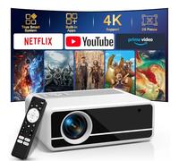 Netflix Officially Licensed: PANSEBA 4K Smart Projector with WiFi and Bluetooth, Outdoor Projector with Car Keystone, Portable Movie Projector with 2S Focus, Home Projector for Game/Phone/Laptop