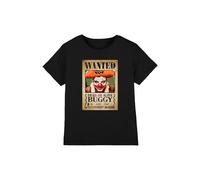 One Piece Buggy The Clown Pirate Wanted Poster Kids T-Shirt, Black, 12-13Y