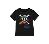 One Piece Boys Jolly Roger Graffiti Kids T-Shirt, Black, 5-6 Years UK