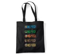 Netflix One Piece Stacked Logos Grocery Travel Reusable Tote Bag, Black Netflix Black