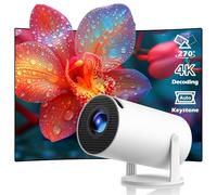 [Netflix Ready & Android 11.0] Mini Projector 4K, HOTPEAK Portable Smart Projector with WiFi 6 and Bluetooth 10000 Lumen Auto Keystone 270° Rotatable Stand for Home Cinema/Bedroom/Outdoor