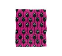 Netflix Squid Game Pink Guards Pattern Officially Licensed Silky Touch Super Soft Throw Blanket 152 x 127 cm in White Netflix White 152 x 127 cm