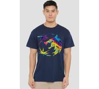 Netflix The Witcher Rainbow Paint Crest T-Shirt, Navy | Size: Small Netflix Navy S