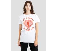 Netflix Women's Bridgerton Love & War Lady Whistledown T-Shirt, White | Size: Small Netflix White S