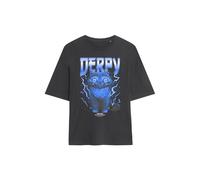 Netflix Women's Kpop Demon Hunters Derpy Tiger Lightning Band Tee Big Tee, Charcoal | Size: XL Netflix Charcoal XL
