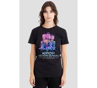Netflix Women's Kpop Demon Hunters Huntrix Huntrx Billboard Poster T-Shirt, Black | Size: Medium Netflix Black M