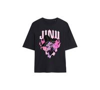 Netflix Women's Kpop Demon Hunters Jinu Demon Heart Flames Oversized T-Shirt, Black | Size: Large Netflix Black L