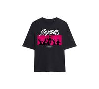 Kpop Demon Hunters Saja Boys Pink Demons Ladies Oversized T Shirt, Black, Medium