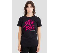 Netflix Women's Kpop Demon Hunters Saja Boys Pink Logo T-Shirt, Black | Size: Medium Netflix Black M