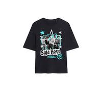Netflix Women's Kpop Demon Hunters Saja Boys Scrapbook Stars Oversized T-Shirt, Black | Size: Medium Netflix Black M