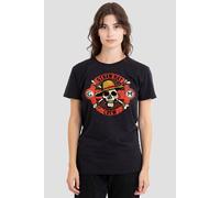 Netflix Women's One Piece Straw Hat Crew Skull T-Shirt, Black | Size: Small Netflix Black S