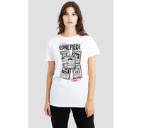 Netflix Women's One Piece Wanted Posters T-Shirt, White | Size: Medium Netflix White M