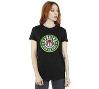 Netflix Women's Stranger Things Hawkins Tiger Circle Cotton Boyfriend T-Shirt in Black | Size: XL Netflix Black XL