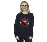 Netflix Women's Stranger Things Hellfire Christmas Sweatshirt in Navy | Size: Medium Netflix Navy M