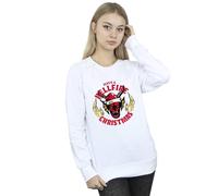 Netflix Women's Stranger Things Hellfire Christmas Sweatshirt in White | Size: XL Netflix White XL