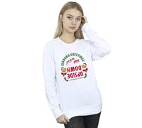 Netflix Women's Stranger Things Upside Down Seasons Greetings Sweatshirt in White | Size: 2XL Netflix White 2XL