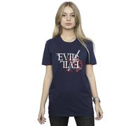 Netflix Women's The Witcher Evil Is Evil Cotton Boyfriend T-Shirt in Navy | Size: XL Netflix Navy XL