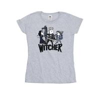 Netflix Women's The Witcher Team Illustrated Cotton T-Shirt in Grey | Size: Small Netflix Grey S