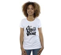 Netflix Women's The Witcher Team Illustrated Cotton T-Shirt in White | Size: Large Netflix White L