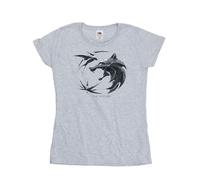 Netflix Women's The Witcher Wolf Logo Cotton T-Shirt in Grey | Size: Medium Netflix Grey M